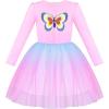 Sunny Fashion Girls Dress Christmas Santa Hat Long Sleeve Party Dress Size 6-12(Pink Butterfly)