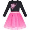 Sunny Fashion Girls Dress Christmas Santa Hat Long Sleeve Party Dress Size 6-12(Pink Heart)