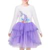 Sunny Fashion Girls Dress Christmas Santa Hat Long Sleeve Party Dress Size 6-12(Purple Mermaid)