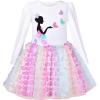 Sunny Fashion Girls Dress Christmas Santa Hat Long Sleeve Party Dress Size 6-12(Rainbow Flowers)