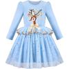 Sunny Fashion Girls Dress Christmas Santa Hat Long Sleeve Party Dress Size 6-12(Sky Blue)