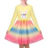 Sunny Fashion Girls Dress Christmas Santa Hat Long Sleeve Party Dress Size 6-12(Yello Bunny)