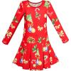 Sunny Fashion Girls Dress Christmas Tree Xmas Stockings Holiday Size 4-10(Red)