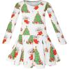 Sunny Fashion Girls Dress Christmas Tree Xmas Stockings Holiday Size 4-10(White)