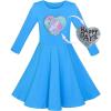 Sunny Fashion Girls Dress Cotton Blue Unicorn Sequin Long Sleeve Casual Size 4