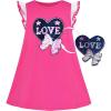 Sunny Fashion Girls Dress Cotton Casual Star Embroidered Violet Red Size 3-7(Pink)