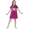 Sunny Fashion Girls Dress Cotton Casual Star Embroidered Violet Red Size 3-7(Purple)
