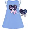 Sunny Fashion Girls Dress Cotton Casual Star Embroidered Violet Red Size 3-7(Sky Blue)