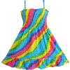 Sunny Fashion Girls Dress Cotton Flower Square Collar A Line Ruffle Flare(Multi-color)