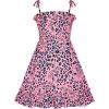 Sunny Fashion Girls Dress Cotton Flower Square Collar A Line Ruffle Flare(Pink 2)