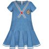 Sunny Fashion Girls Dress Denim Short Sleeve School Uniform Size 5-12(Denim Blue)