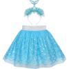 Sunny Fashion Girls Dress Easter Egg Hunter Bunny Skirt Rabbit Bunny Headband(Blue Mermaid Set)