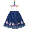 Sunny Fashion Girls Dress Easter Egg Hunter Bunny Skirt Rabbit Bunny Headband(Blue Unicorn Set)