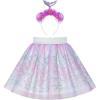 Sunny Fashion Girls Dress Easter Egg Hunter Bunny Skirt Rabbit Bunny Headband(Purple Mermaid Set)
