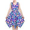 Sunny Fashion Girls Dress Flower Print Hanky Hem Princess Size 7-14(Blue Easter Eggs)