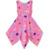 Sunny Fashion Girls Dress Flower Print Hanky Hem Princess Size 7-14(Pink Cosmos)