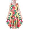 Sunny Fashion Girls Dress Flower Print Hanky Hem Princess Size 7-14(Tropical Leaf)