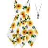 Sunny Fashion Girls Dress Flower Print Hanky Hem Princess Size 7-14(Yellow)
