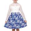 Sunny Fashion Girls Dress Green Floral Lace St Patrick Clover Party Long Sleeve(Blue Flower)