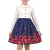 Sunny Fashion Girls Dress Green Floral Lace St Patrick Clover Party Long Sleeve(Blue Red Heart)