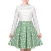 Sunny Fashion Girls Dress Green Floral Lace St Patrick Clover Party Long Sleeve(Pale Green)