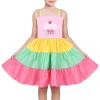 Sunny Fashion Girls Dress Ice Cream Rainbow Striped Suspender Sleeveless(Pink)
