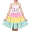Sunny Fashion Girls Dress Ice Cream Rainbow Striped Suspender Sleeveless(Rainbow Bunny)