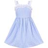 Sunny Fashion Girls Dress Ladybug Polka Dot Bow Tie(Blue Plaid)