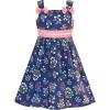 Sunny Fashion Girls Dress Ladybug Polka Dot Bow Tie(Blue Star Flowers)