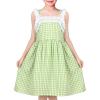 Sunny Fashion Girls Dress Ladybug Polka Dot Bow Tie(Green Plaid)