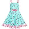 Sunny Fashion Girls Dress Ladybug Polka Dot Bow Tie(Greenish Blue)