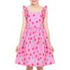 Sunny Fashion Girls Dress Ladybug Polka Dot Bow Tie(Pink Apple)