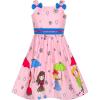 Sunny Fashion Girls Dress Ladybug Polka Dot Bow Tie(Pink and Blue)