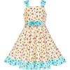 Sunny Fashion Girls Dress Ladybug Polka Dot Bow Tie(Yellow Blue)