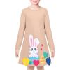 Sunny Fashion Girls Dress Long Sleeve Butterfly Color Contrast Casual Wearing(Bunny Hearts)