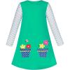 Sunny Fashion Girls Dress Long Sleeve Butterfly Color Contrast Casual Wearing(Green)