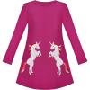 Sunny Fashion Girls Dress Long Sleeve Butterfly Color Contrast Casual Wearing(Pink)