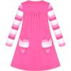 Sunny Fashion Girls Dress Long Sleeve Butterfly Color Contrast Casual Wearing(Pink Heart)
