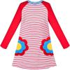 Sunny Fashion Girls Dress Long Sleeve Butterfly Color Contrast Casual Wearing(Red Flower Pocket)
