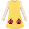 Sunny Fashion Girls Dress Long Sleeve Butterfly Color Contrast Casual Wearing(Yellow)