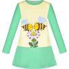 Sunny Fashion Girls Dress Long Sleeve Butterfly Color Contrast Casual Wearing(Yellow Bee)