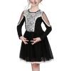 Sunny Fashion Girls Dress Long Sleeve Christmas Owl Sparkling Sequin Tulle(Black Lace)