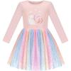 Sunny Fashion Girls Dress Long Sleeve Christmas Owl Sparkling Sequin Tulle(Rainbow Glitter)