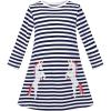 Sunny Fashion Girls Dress Long Sleeve Christmas Reindeer Snow Holiday Party(Blue Striped Unicorn)