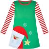 Sunny Fashion Girls Dress Long Sleeve Christmas Reindeer Snow Holiday Party(Green Santa)