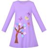 Sunny Fashion Girls Dress Long Sleeve Christmas Reindeer Snow Holiday Party(Purple Butterfly)