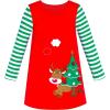Sunny Fashion Girls Dress Long Sleeve Christmas Reindeer Snow Holiday Party(Red Reindeer)