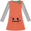 Sunny Fashion Girls Dress Long Sleeve Daisy Flower Striped Casual Cotton(Orange Pumpkin)
