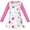 Sunny Fashion Girls Dress Long Sleeve Daisy Flower Striped Casual Cotton(Pink Dots)