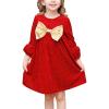 Sunny Fashion Girls Dress Long Sleeve Daisy Flower Striped Casual Cotton(Red Gold)